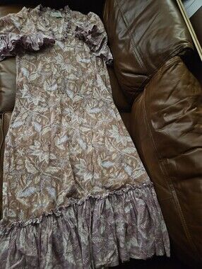 Lido Ruffle Mauve Floral Print Boho Dress $288